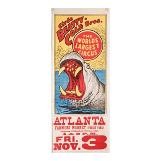 1940's American Circus Poster- Clyde Beatty-Cole Bros. The World's Largest Circus For Sale