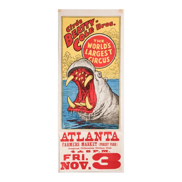 1940's American Circus Poster- Clyde Beatty-Cole Bros. The World's Largest Circus For Sale