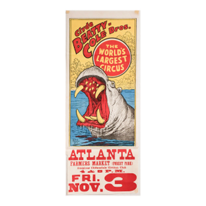 1940's American Circus Poster- Clyde Beatty-Cole Bros. The World's Largest Circus