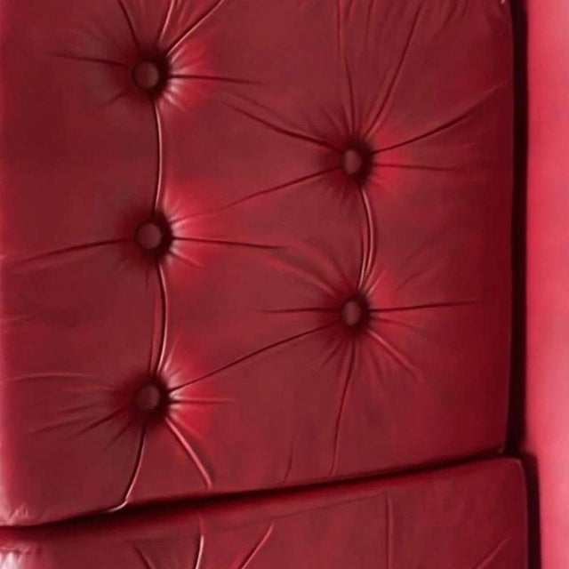 Glass Vintage Three-Seater Sofa in Red Leather For Sale - Image 7 of 10