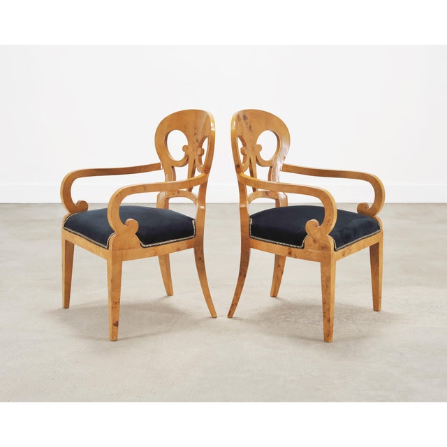 Set of Twelve Viennese Biedermeier Style Burlwood Dining Chairs For Sale - Image 13 of 18