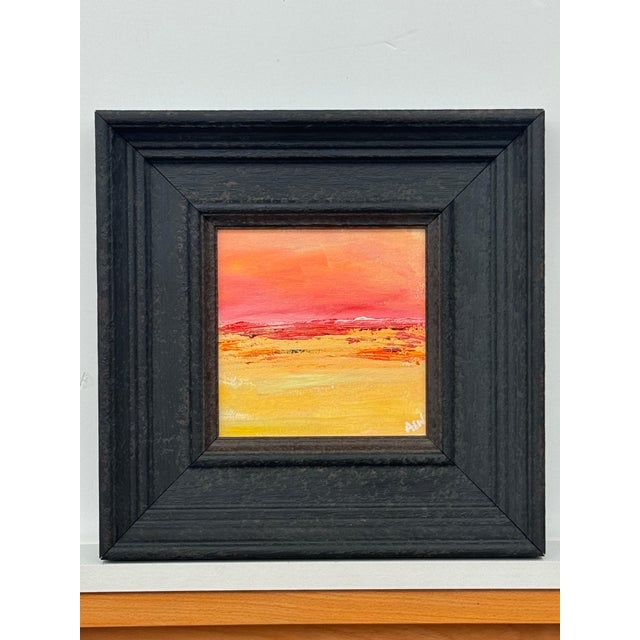 Textile Small Square Abstract Canvas Art Study with Red & Yellow by Contemporary Artist 2025 For Sale - Image 7 of 13