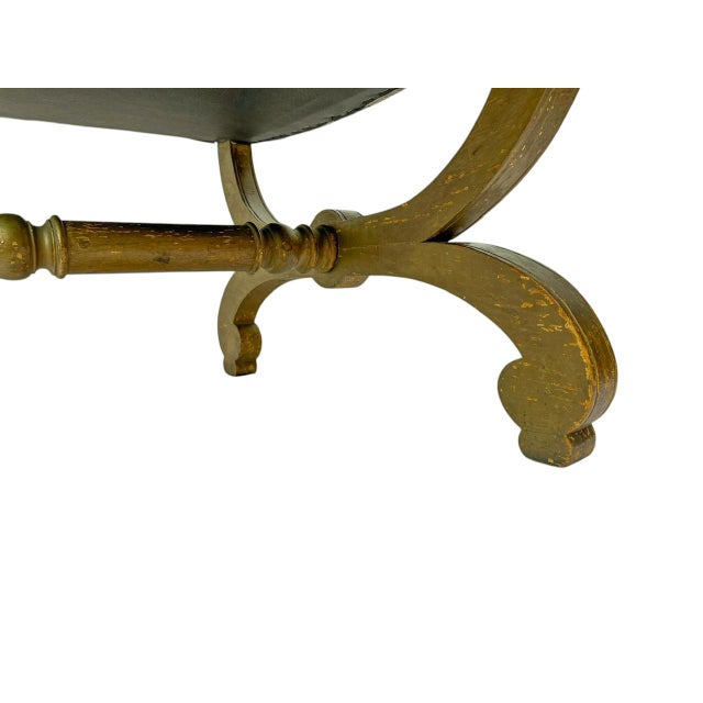 Brown Vintage Neoclassical French X-Frame Curule Stool, 1940s For Sale - Image 8 of 11