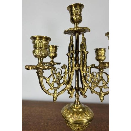 Vintage French Style Ornate 5-Arm Candelabra For Sale - Image 3 of 13