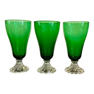 Mid 20th Century Anchor Hocking Green Iced Tea Glasses- Set of 3 For Sale