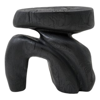 Sculptural Hardwood Stool in Charred Wood by Logniture For Sale