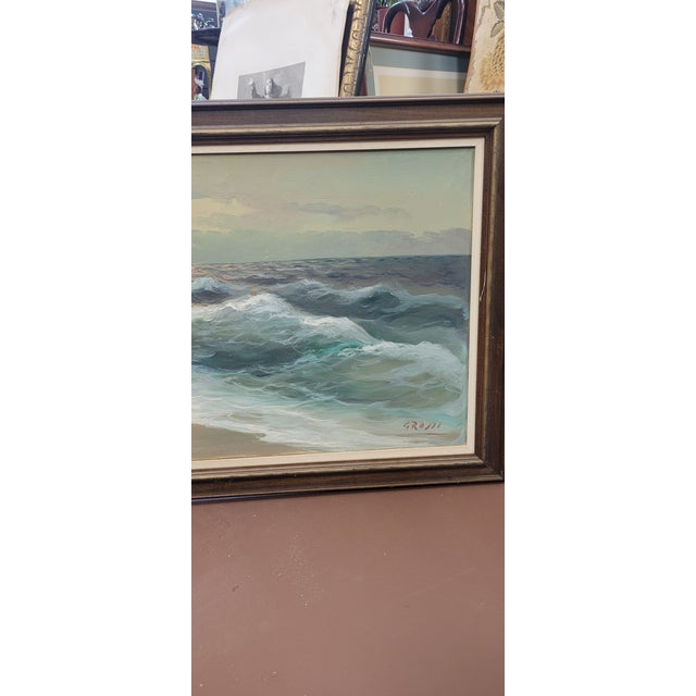 Fine Vintage Large Painting of the Ocean Signed For Sale - Image 11 of 11