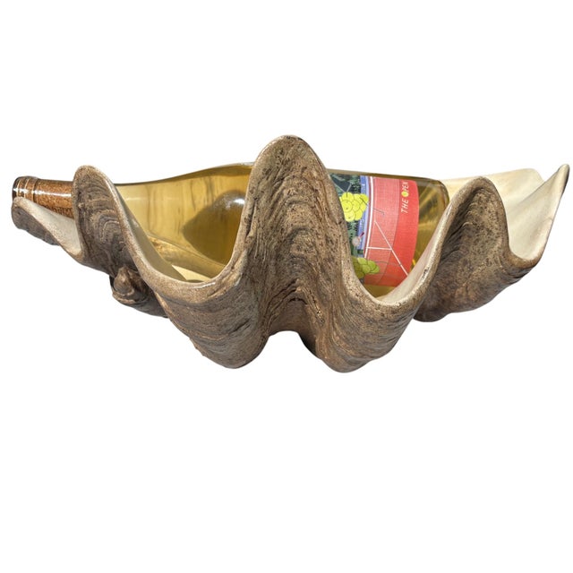 Large Faux Giant Clam Shell Centerpiece Bowl For Sale - Image 9 of 16