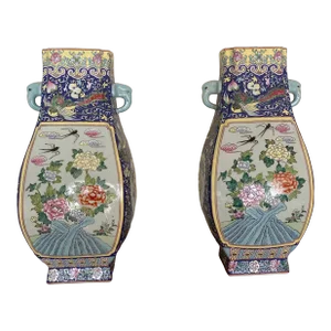 Vintage Oversized Hand Painted Asian Jars ~ a Pair