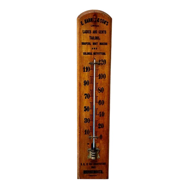 Vintage Wooden Advertising Thermometer For Sale