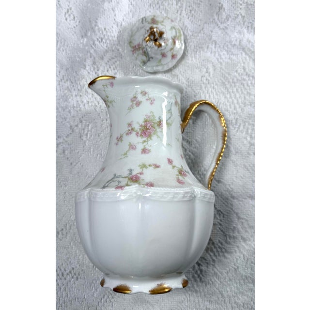 Haviland & Co. Vintage Haviland Limoges Princess Hand Painted Pink Rose Chocolate/Tea Pot For Sale - Image 4 of 10
