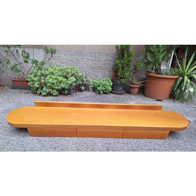 Wall-Mounted Console Shelf in National Walnut with Drawers Under the Top, 1980s For Sale - Image 4 of 8