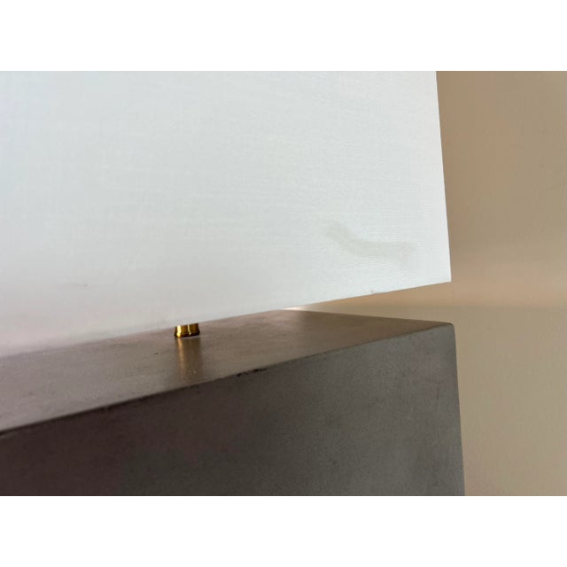 2000 - 2009 Modern Concrete Cube Table Lamp W/ Shade For Sale - Image 5 of 12