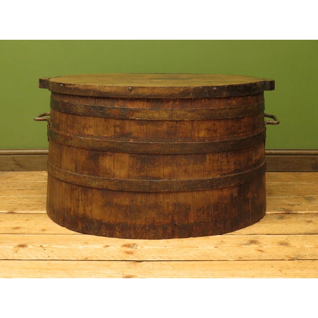 Coopered Pig Salting Barrel with Lid For Sale - Image 6 of 18