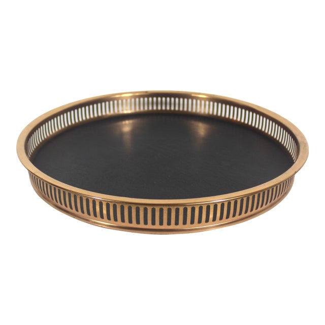 Vintage 13” Round Copper Gallery Tray, Danish Modern, Mid Century, Patina, Made in Usa Coppercraft Guild Mid Century Modern MCM Drinks For Sale