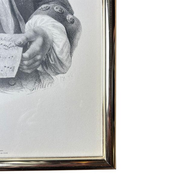 Large Framed Baroque Lithograph of German Composer Johann Sebastian Bach For Sale - Image 10 of 10