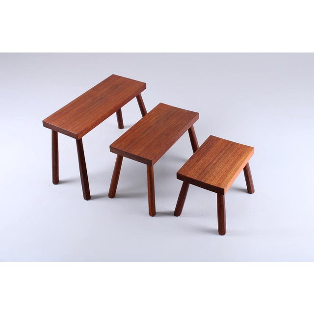 Teak Nesting Tables by Charlotte Perriand, 1960s, Set of 3 For Sale - Image 6 of 10