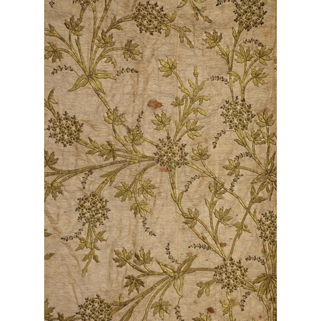 Vintage Embroidered Botanical Textile Panel With Metallic Thread For Sale - Image 9 of 14