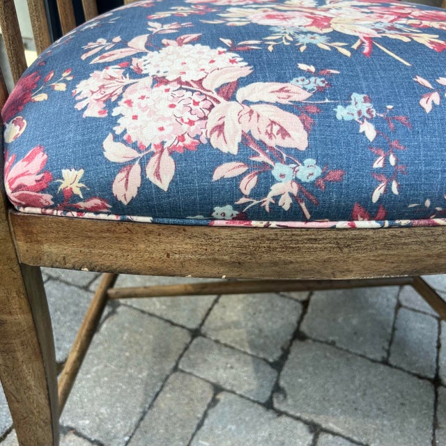Pair of Attributed Hooker Spindle Chairs With Ralph Lauren Upholstery For Sale In San Francisco - Image 6 of 7