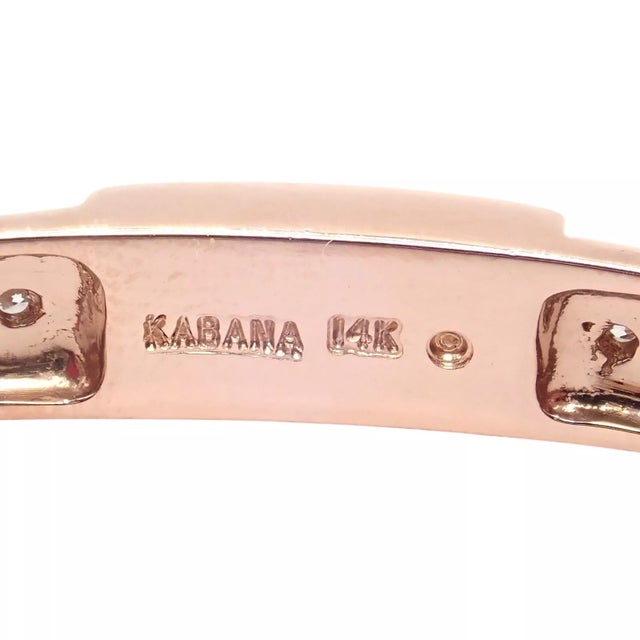 Kabana Rose Gold Diamond Mother of Pearl Bangle Bracelet For Sale - Image 4 of 11