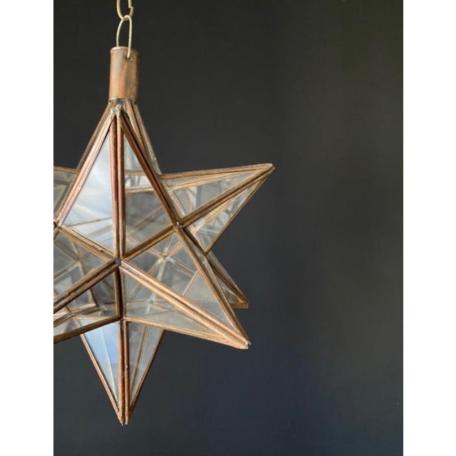 Antique Brass and Glass Star Light, 1970s For Sale - Image 4 of 9