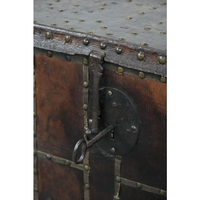 Antique Leather-Lined Chest or Safe, 17th Century For Sale - Image 10 of 16