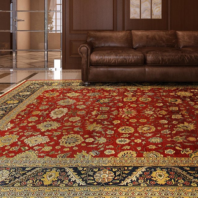 Fine Hand Knotted Agra Rug For Sale - Image 4 of 4