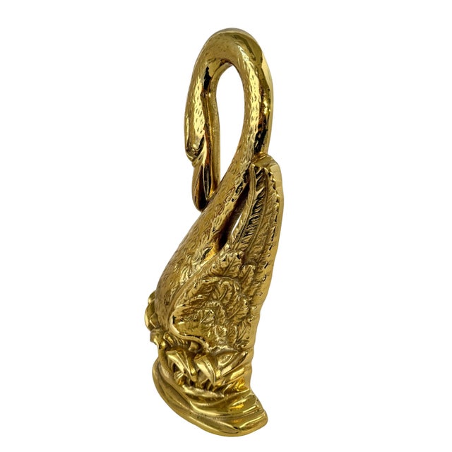 American 1990s Virginia Metalcrafters Historic Charleston Solid Brass Swan Doorstop - 15" For Sale - Image 3 of 8