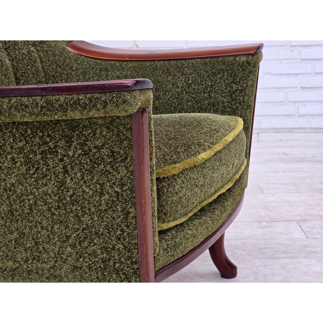 Wood Norwegian Armchair in Green Furniture Fabric and Teak Wood, 1970s For Sale - Image 7 of 18