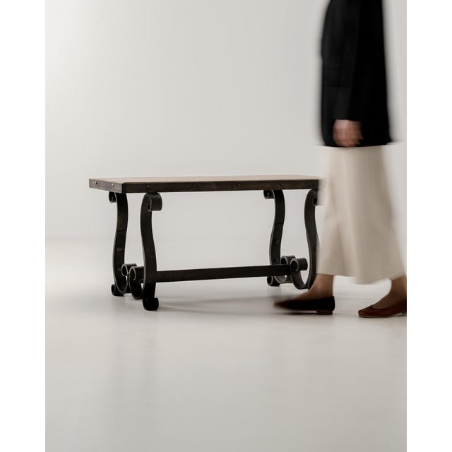 1940s Wrought Iron Coffee Table With Wood Top For Sale - Image 14 of 14