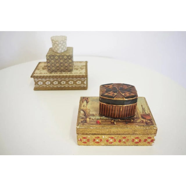 Textile Venice Boxes in Fabric and Wood, 1970s, Set of 5 For Sale - Image 7 of 18