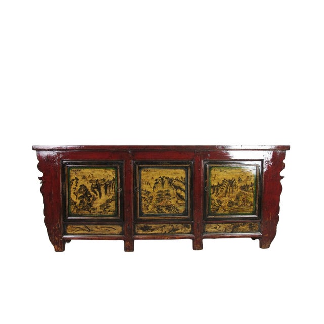 This later 19 century antique Chinese sideboard buffet table was retrieved from Inner Mongolia and restored by the skilled...