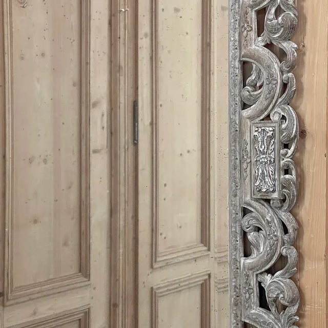 Antique Renaissance Carved and Whitewashed Wood Mirror For Sale - Image 11 of 13