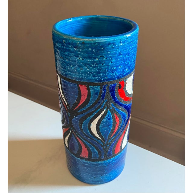 Vintage Aldo Londi / Bitossi Vase With Rimini Blue Red White Onion Glaze For Sale In New Orleans - Image 6 of 7