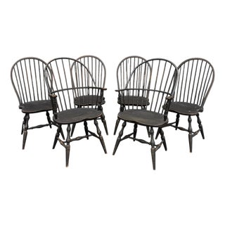 Set of Six American Hoopback Windsor Dining Chairs For Sale