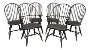 Set of Six American Hoopback Windsor Dining Chairs