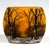 Slightly bulbous vase on a flush oval base, colourless glass with flaky yellow-orange and brownish powder inclusions,...
