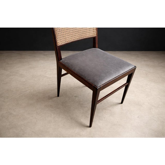 Wood Brazilian Modern Set of Four Rosewood & Cane Dining Chairs by Celina, Brazil, 1960s - Lot 564B For Sale - Image 7 of 16