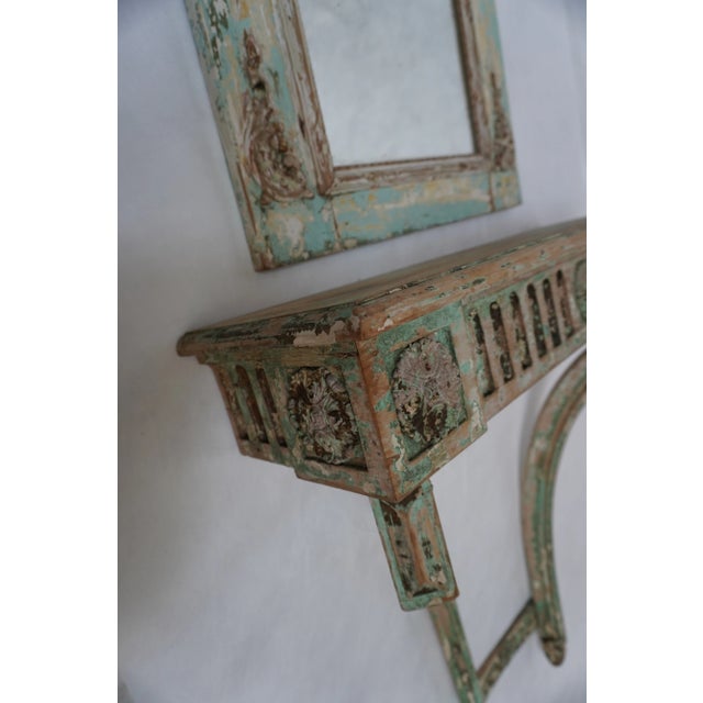 Early 19th Century French Louis XVI Style Painted Console & Mirror From Mla For Sale - Image 5 of 14