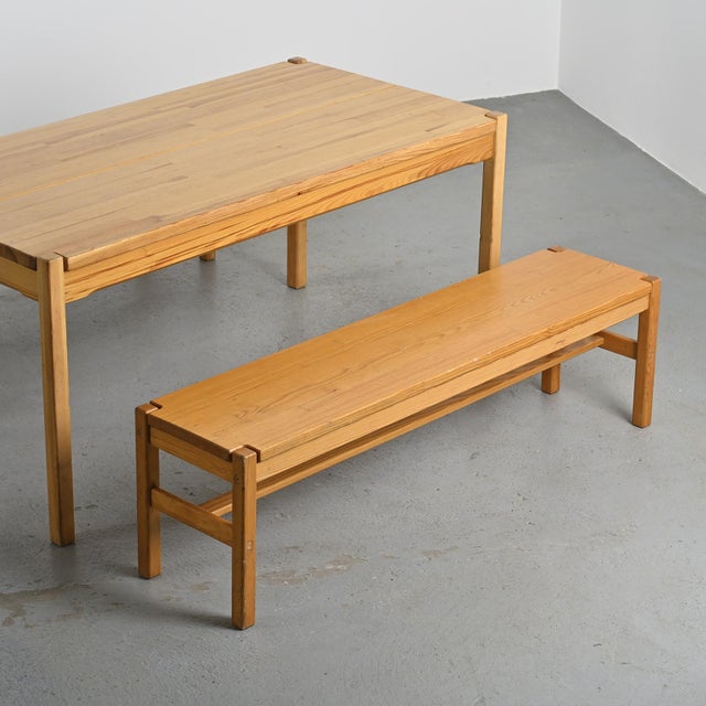 Wood Pine Table and Benches, France, 1980s, Set of 3 For Sale - Image 7 of 18
