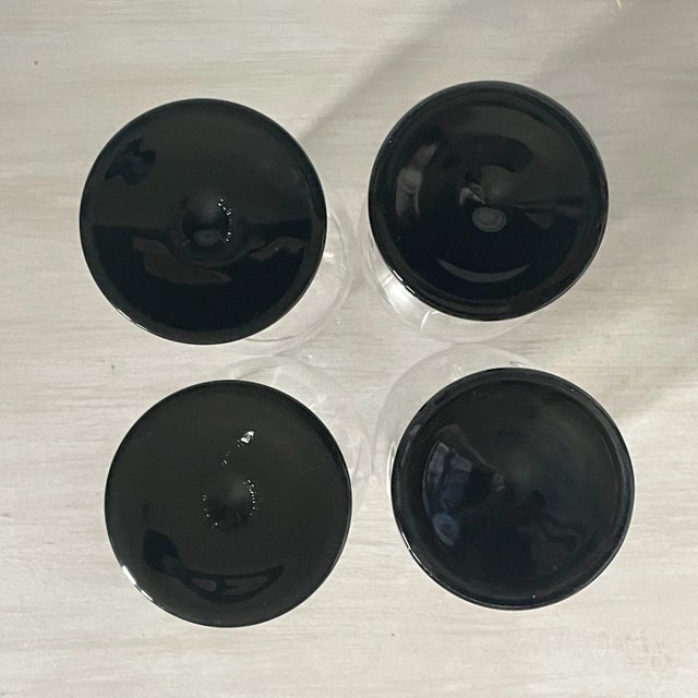 1990s Cristal d'Arques Black Stem Drinkware Set of 8 - Water & Wine Goblets For Sale - Image 11 of 12