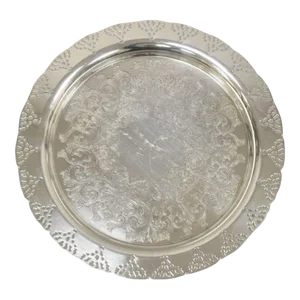 Vintage Home Decorators Inc Silver Plated Pierced Gallery Round Serving Tray