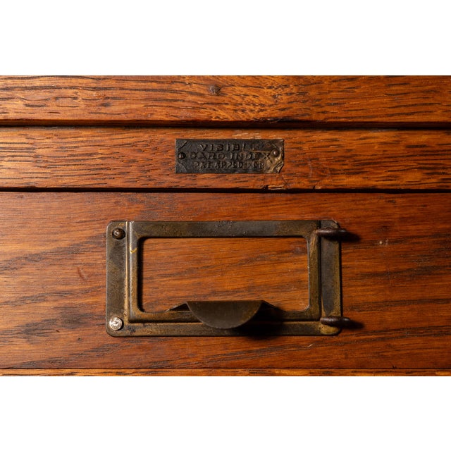 Antique Oak Visible Card Index Filing Cabinet Stand For Sale - Image 10 of 14