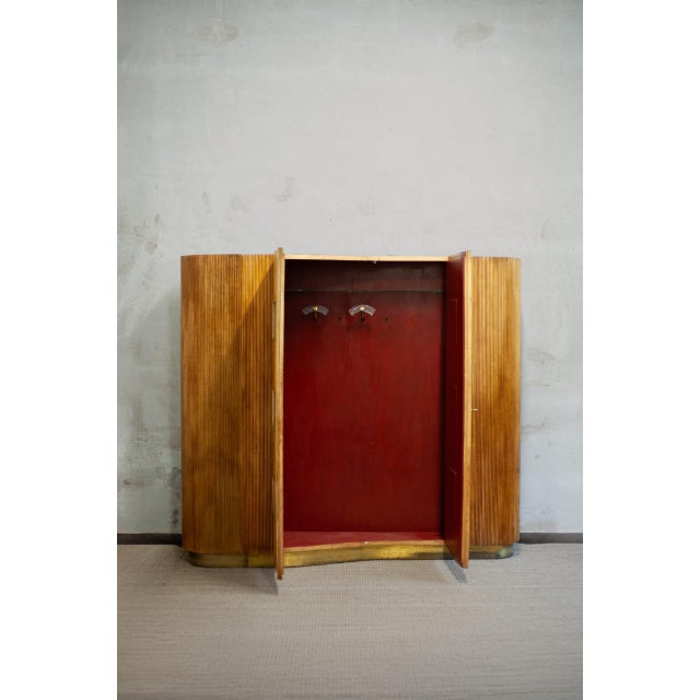 Bamboo wardrobe cabinet with oriental illustrations – Italy, circa 1950 Product details Wardrobe cabinet with a convex...