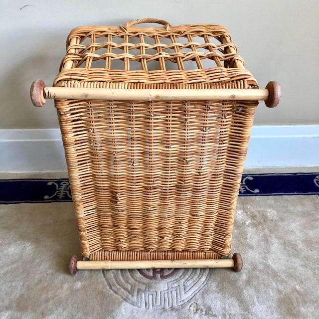 Vintage English Willow Basket on Wheels Chairish