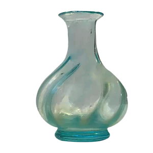 Art Deco Mint Blue Optical Glass Vase, 1920s