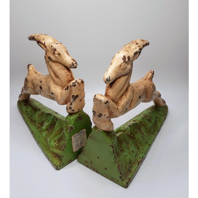 Metal Hubley Cast Iron Leaping Gazelle Bookends For Sale - Image 7 of 13