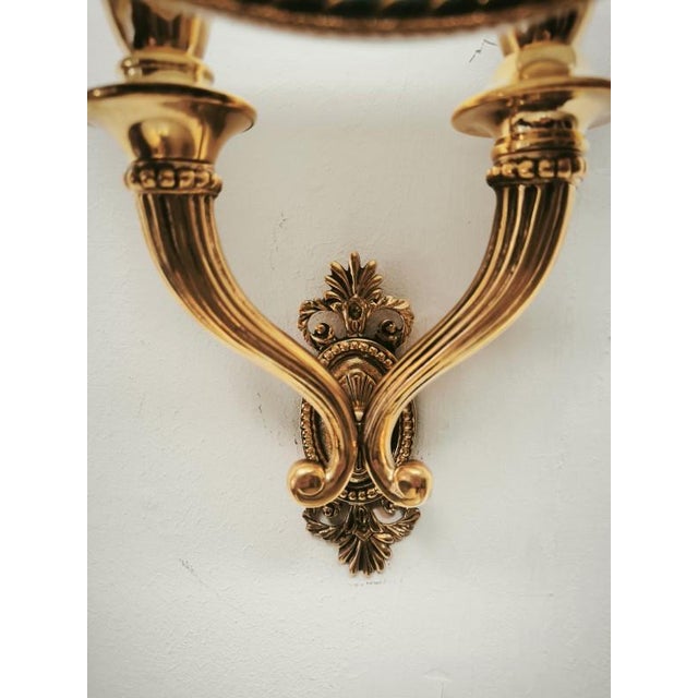 Double-Light Wall Lamp with Green Fabric Fan, 1940s For Sale - Image 10 of 18