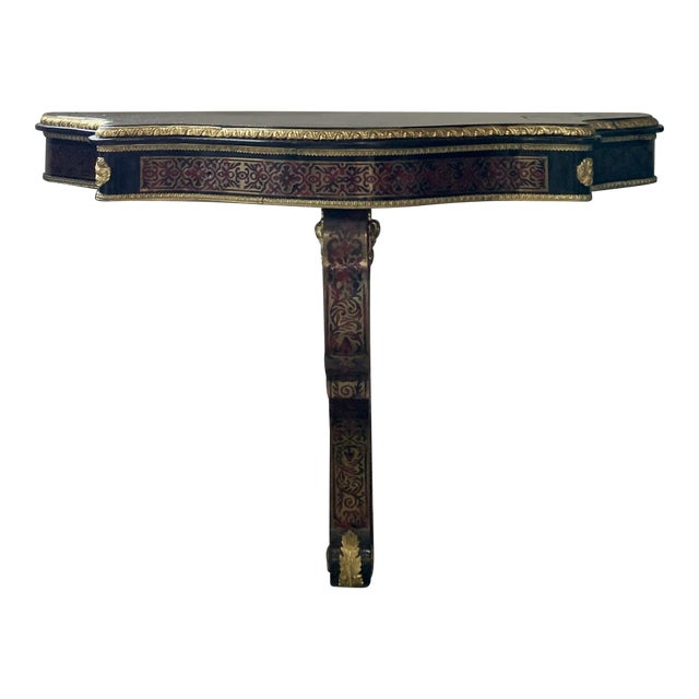 Late 19th Century Half Demi-Lune Console Table and Mirror Set For Sale