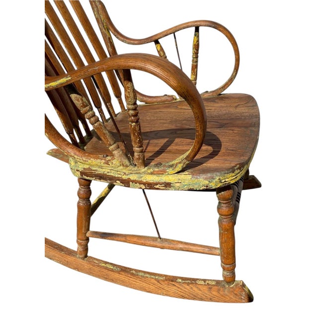 Antique Late 19th Century Wooden Windsor Comb Back Rocking Chair For Sale - Image 9 of 9